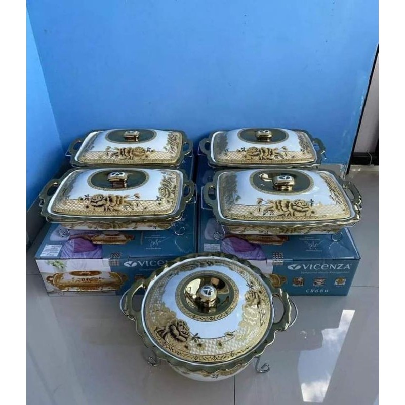 (KHUSUS INSTANT) Prasmanan Pesta Vicenza Keramik Marble ORIGINAL Set 5 Buah