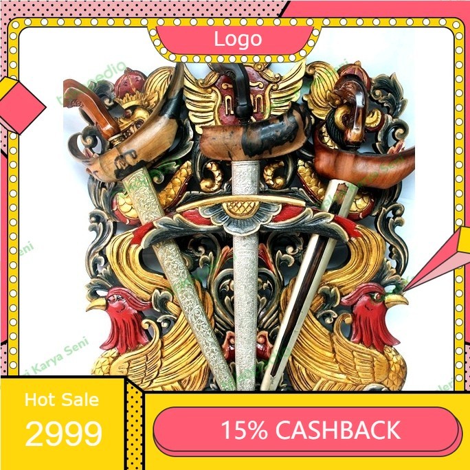 Blawong Keris Isi 3 Ukir Naga & Merak Hias Logo Keraton Jogja Sungging LRS2