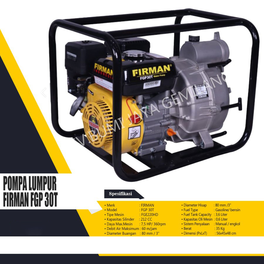 POMPA LUMPUR / GASOLINE TRASH WATER PUMP FIRMAN FGP 30T