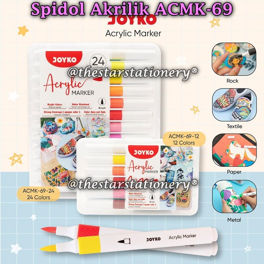 

(1 Set) GABUNGAN Spidol Akrilik JOYKO ACMK-69 / Acrylic Marker Spidol Akrilik Joyko ACMK-69