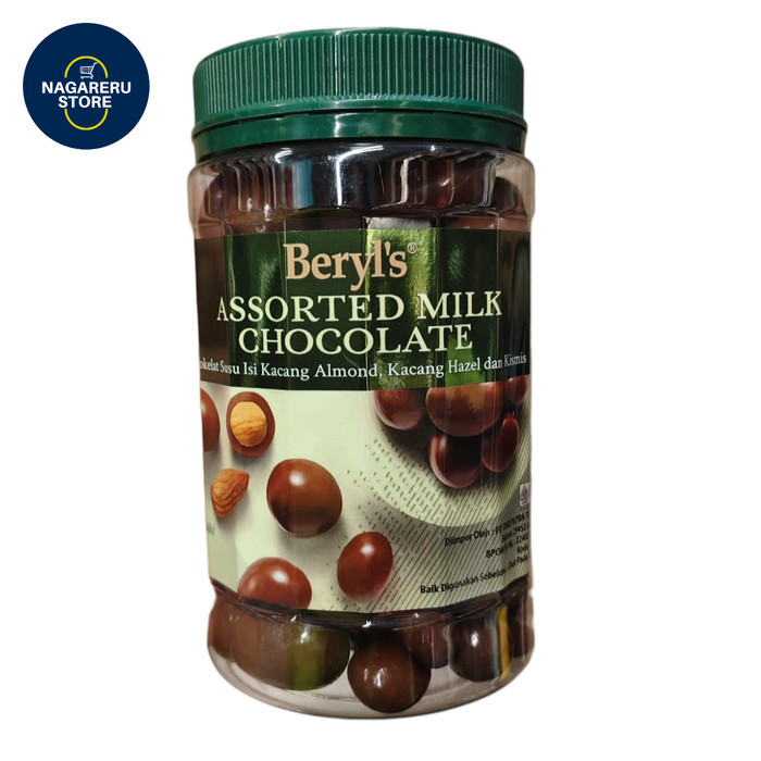 

Beryl's assorted milk chocolate (coklat susu isi kacang almond, kacang hazel dan kismis) 450gr
