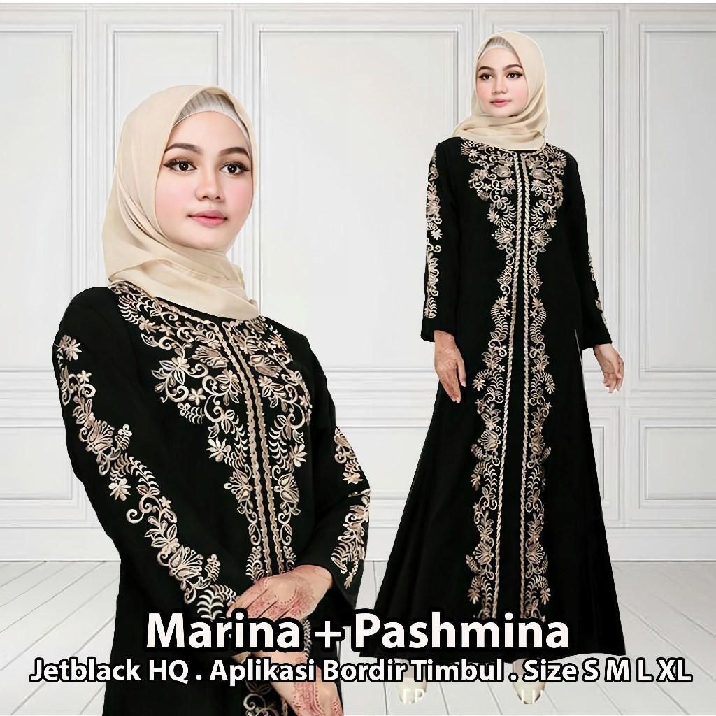 promo Baju Gamis Abaya Turkey 213 Bordir Gold Abaya Hitam Dubai Turki Arab Size S M L XL Ld 100 105 