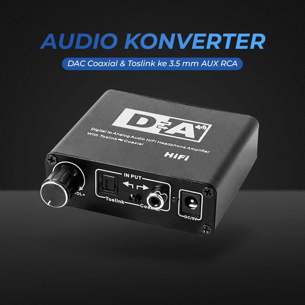 [COD] Converter Audio Digital to Analog DAC HiFi Coaxial Toslink Optical ke AUX 3.5mm RCA Support TV