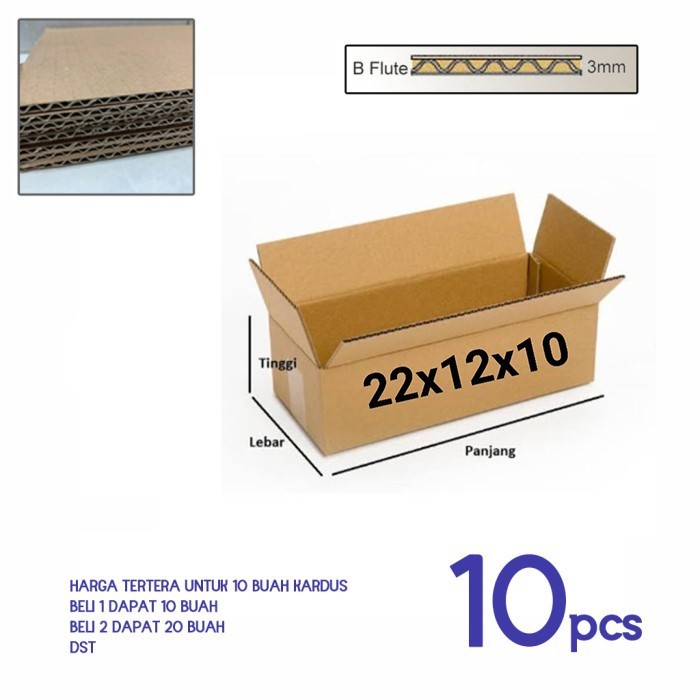

10 PCS KARDUS BOX DUS 22X12X10 CM