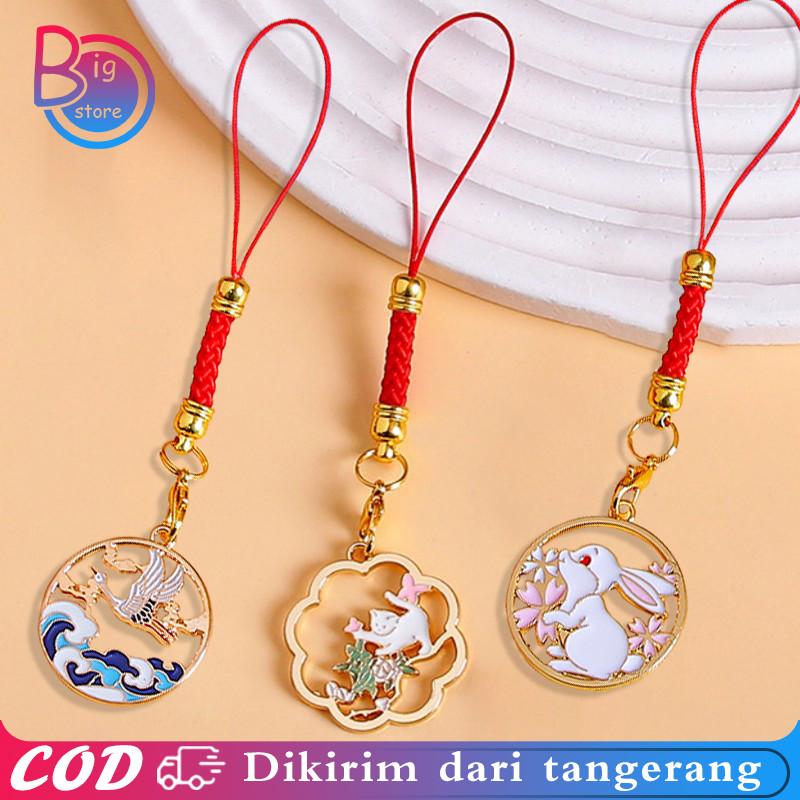 Gantungan Tali Ponsel Model red-crowned crane, Kucing, Tahun Kelinci Lucu Liontin Tali gantungan kun