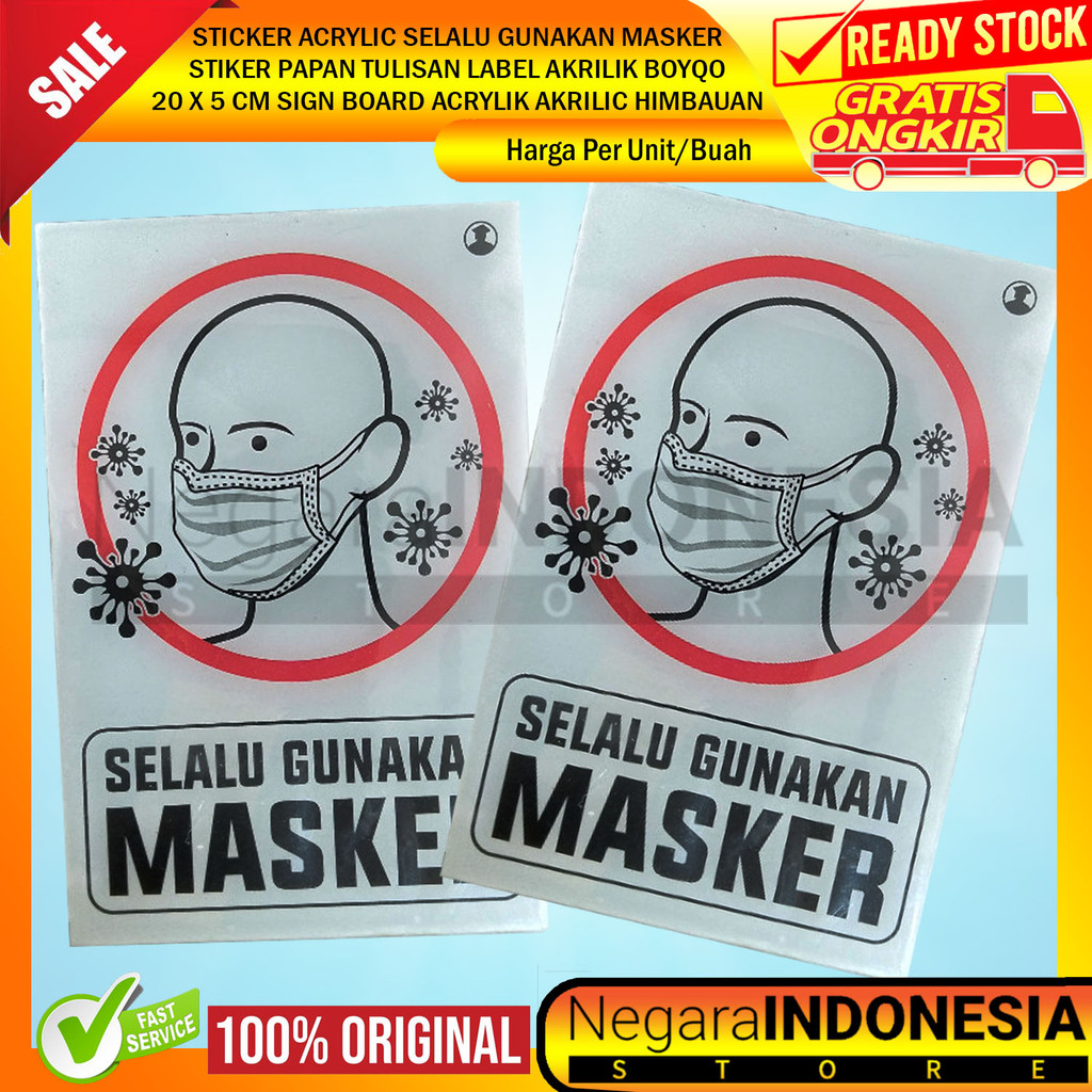 

Boyko Stiker Label Papan Tulisan Akrilik Selalu Gunakan Masker Acrylic Sticker Teks Signboard Sign Board Tempelan Kaca Dinding Petunjuk Protokol Kesehatan Himbauan Sekolah Kantor Restoran Bahan Plat Acrylik Akrilik