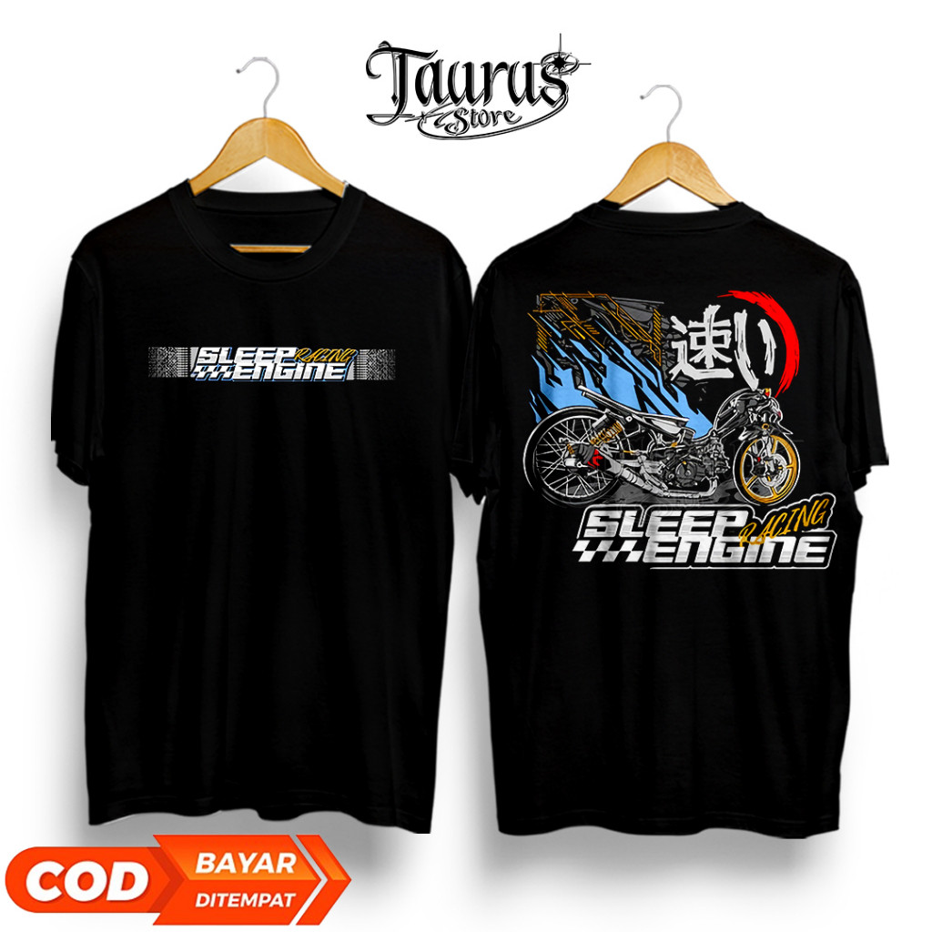 [COD] KAOS T-Shirt Sleep Engine Drag Bike Sablon DTF Premium Baju Cotton Combads 30s Asli Bisa Bayar