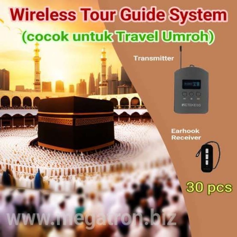 Paket Wireless Tour Guide System 30 Earhook Receiver(utk travel umroh)