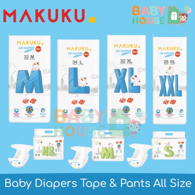 Makuku NEW SAP Diapers Slim All Varian Makuku Baby Slim Diapers Makuku Slim Diapers Tape Makuku Slim