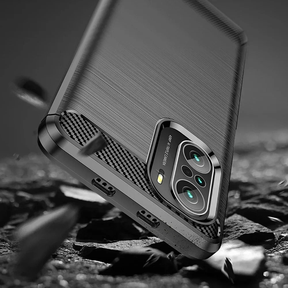 Case XIAOMI POCO F3 / POCO F1 Rugged Armor Textured Silicone Carbon Fiber Casing Anti Shock