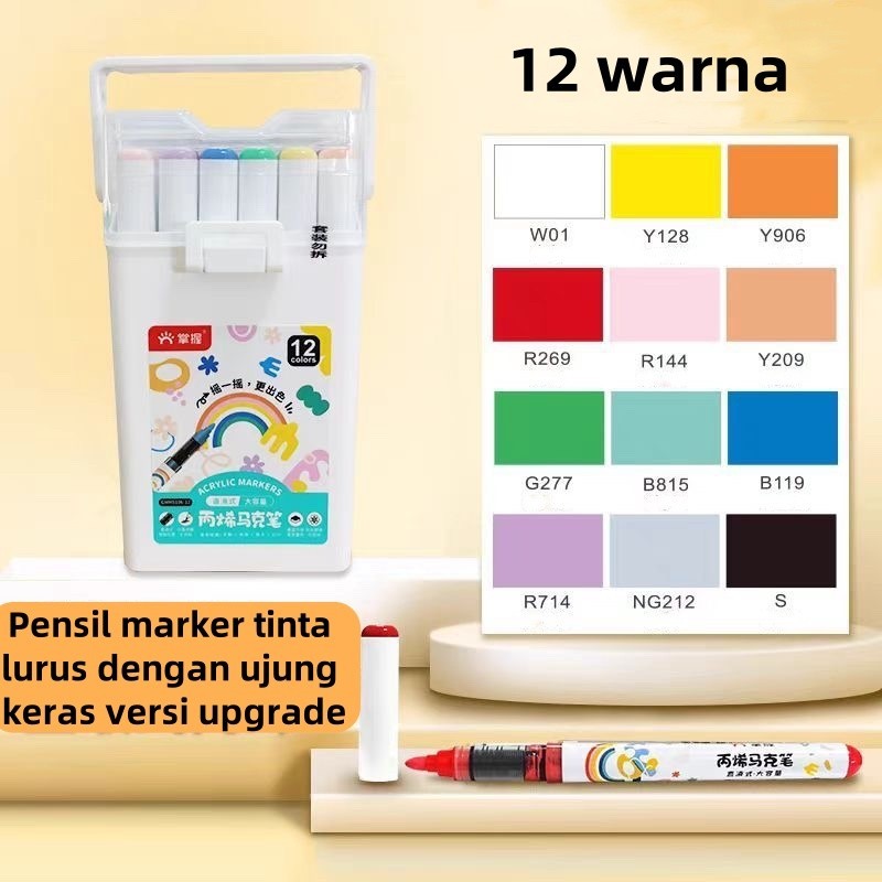 

D3W! Grasp Pensil Marker Akrilik Tipe Langsung Ujung Keras 60 Warna Spidol Pensil Pewarna Pensil