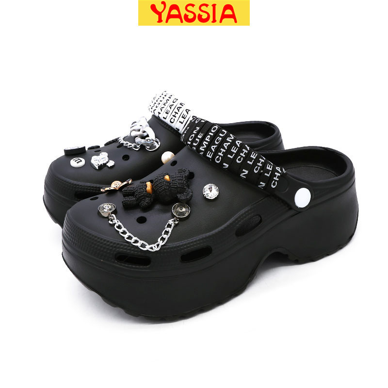 Yassia Sandal Hak Tinggi Klasik Wanita Baim Dengan Hak Wedges Dan Sandal Jelly EVA Platform