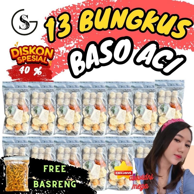 

[AWWIDNI.MEGA EXCLUSIVE] PAKET BASO ACI 13 BUNGKUS EKONOMIS HOTPOT INSTAN Food Kaldu Pedas Kuah Makanan Seblak