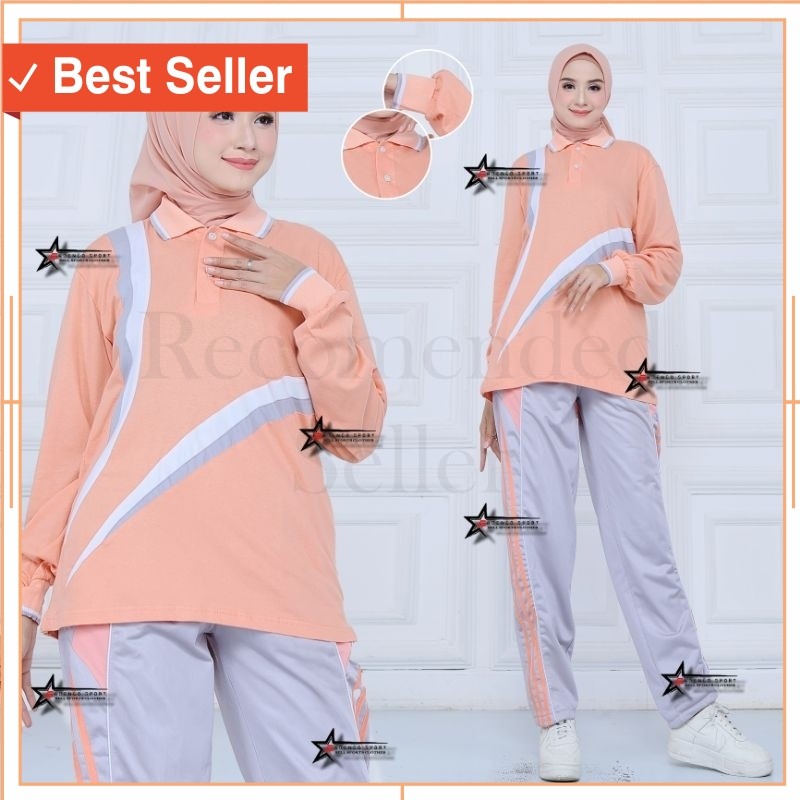 Kekinian Sport Olahraga Senam zumba aerobik Gym Murah / Baju Olahraga Wanita One Set Lengan Panjang 