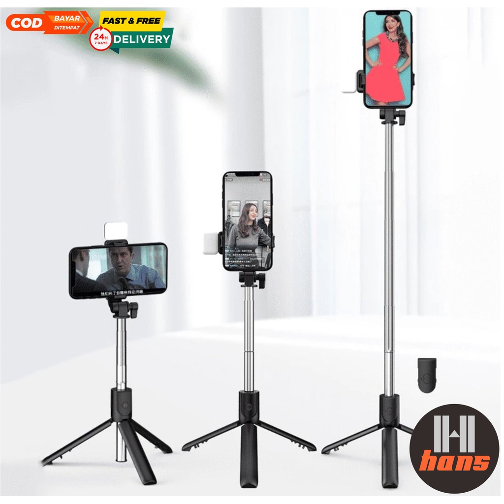 Tongsis Combo Tripod 3in1 Panjang 70 cm Wireless Bluetooth Foto Selfie Vlog Content Video Live