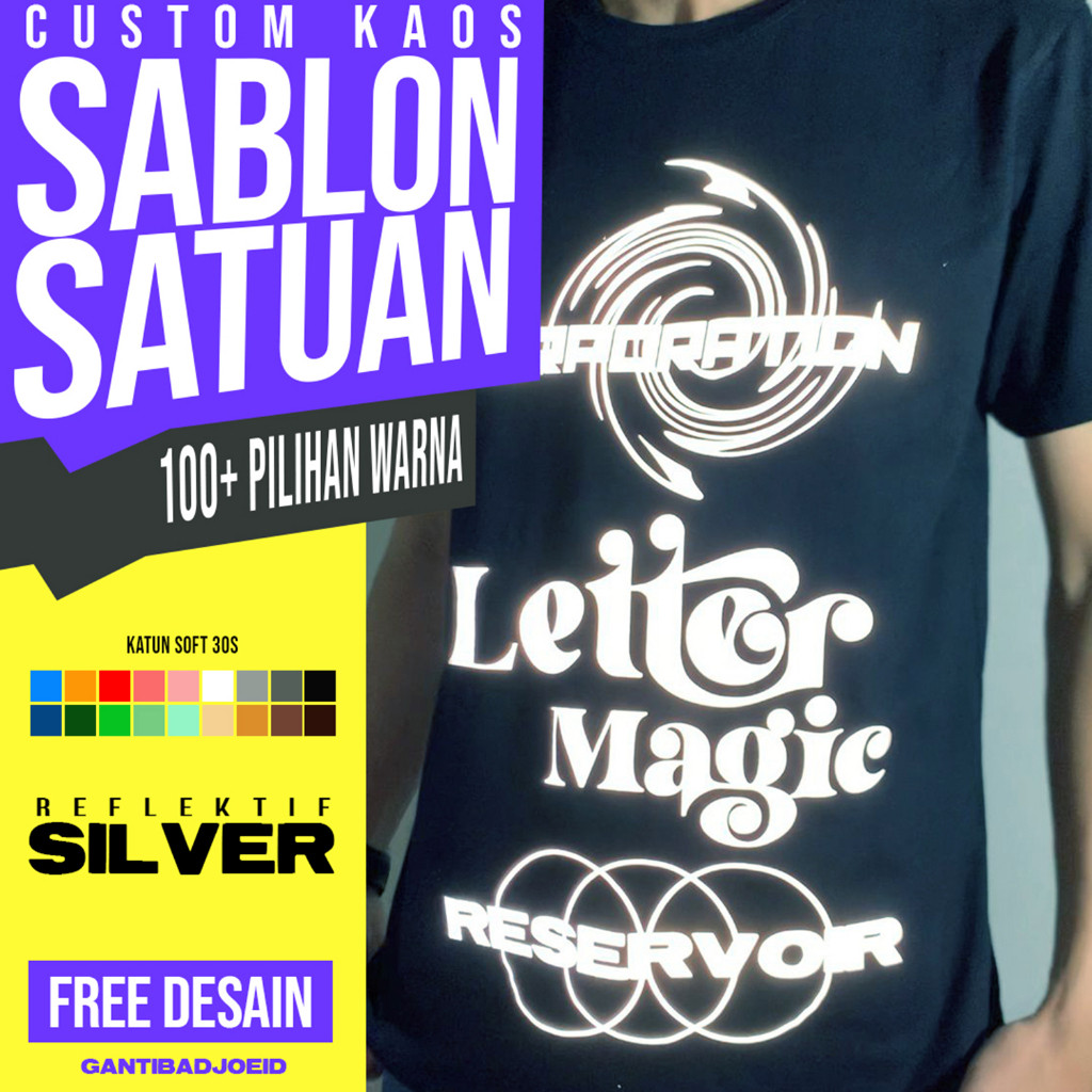 

GANTIBADJOE Cetak Custom Desain Sablon POLYFLEX REFLEKTIF SILVER Ukuran A5/A4/A3