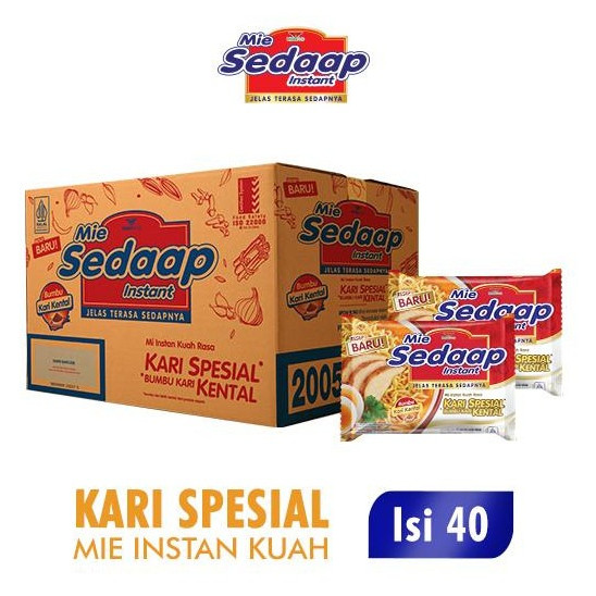 

Sedaap Mie Instan Kari Kental Spesial 1 DUS Isi 40 BKS