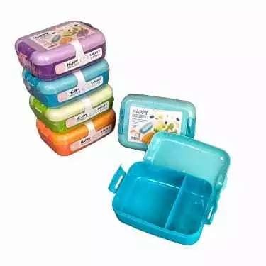 TEMPAT MAKAN ANAK SEKAT 2 / KIARA HAPPY LUNCH BOX CJP / KOTAK BEKAL PLASTIK / MISTING / OMPRONG