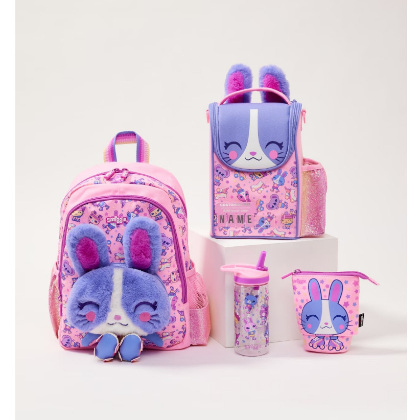 VEROSAE_SHOP Smiggle Movin Junior Backpack Lunchbag Bunny Pink Purple