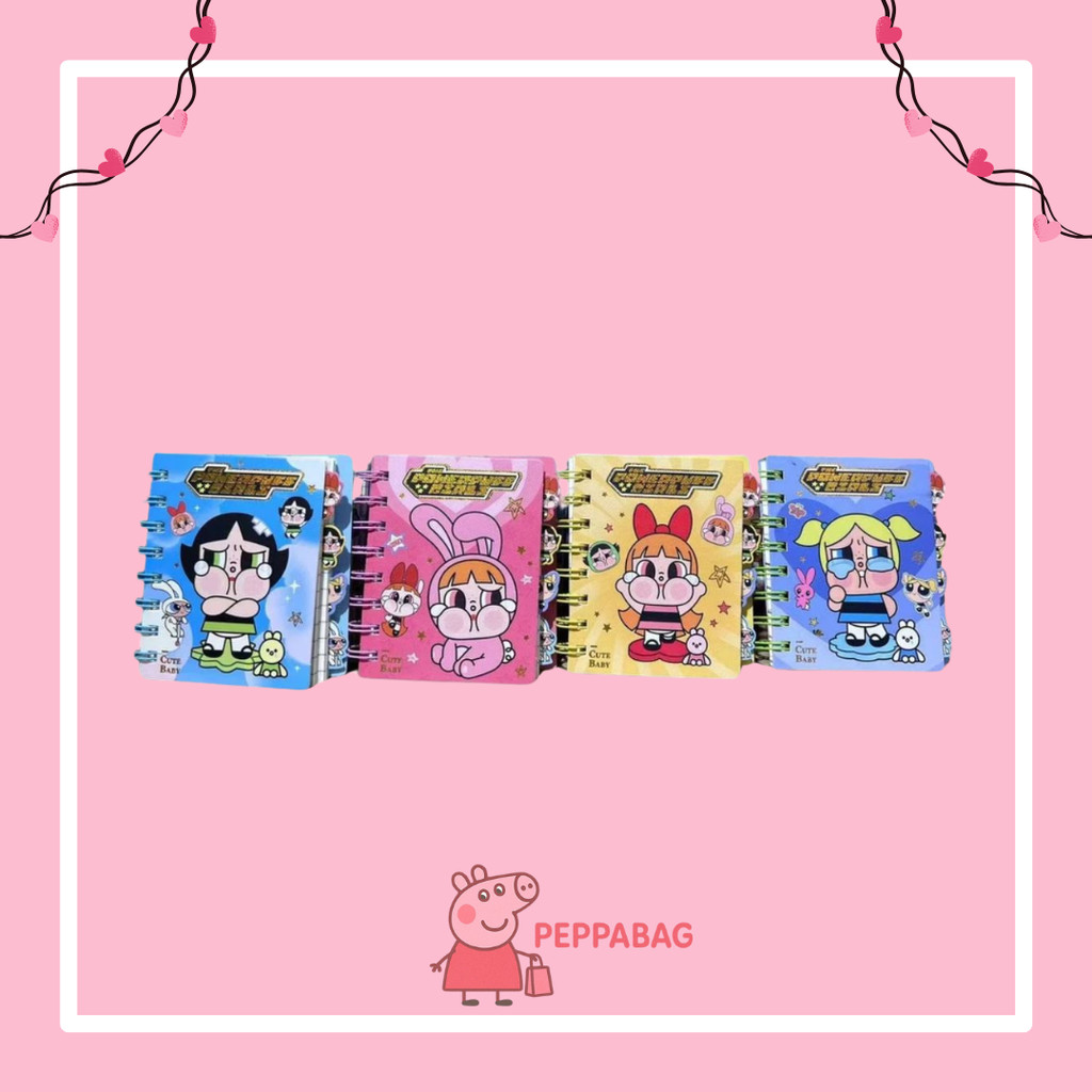 

Notebook A7 Ring Buku Diary Aesthetic Coil Book Labubu Sanrio Kuromi Powerpuff Girl Cry Baby -ES0434