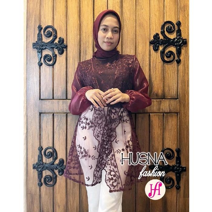 Zize Outer Brokat Silang Full Tile Bordir | Outer Silang Tile Sapto | Baju Hari Raya, Kondangan, Wis
