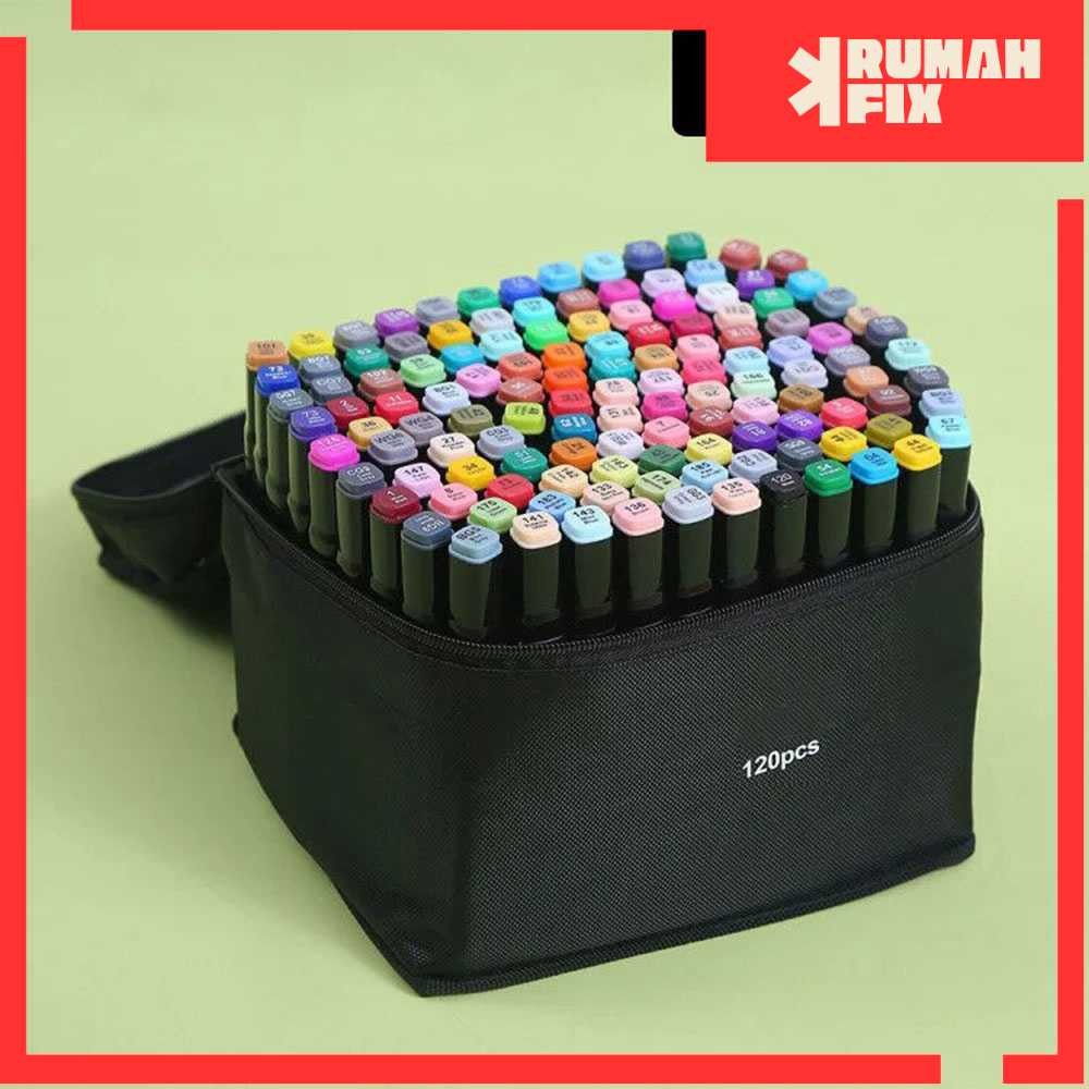 

Spidol Dual Side Brush Marker Set 120 Warna