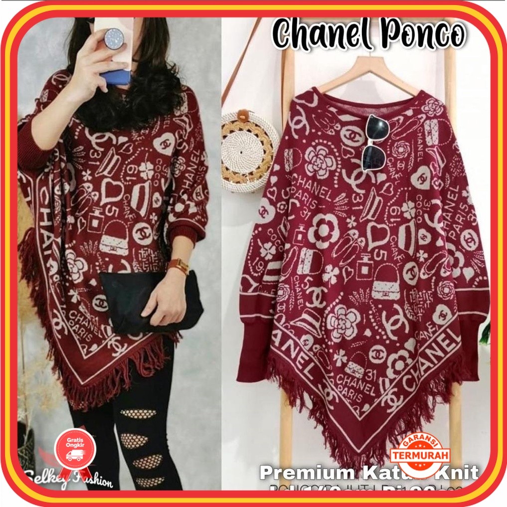 Baju Healing Termurah / BLOUSE WANITA JUMBO KOREAN STYLE LENGAN PANJANG / BLOUSE RAJUT PONCO BATWING