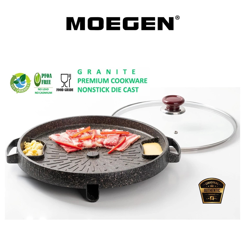 Moegen Bulgogi Pan Grill Barbeque BBQ 32cm + Tutup Kaca