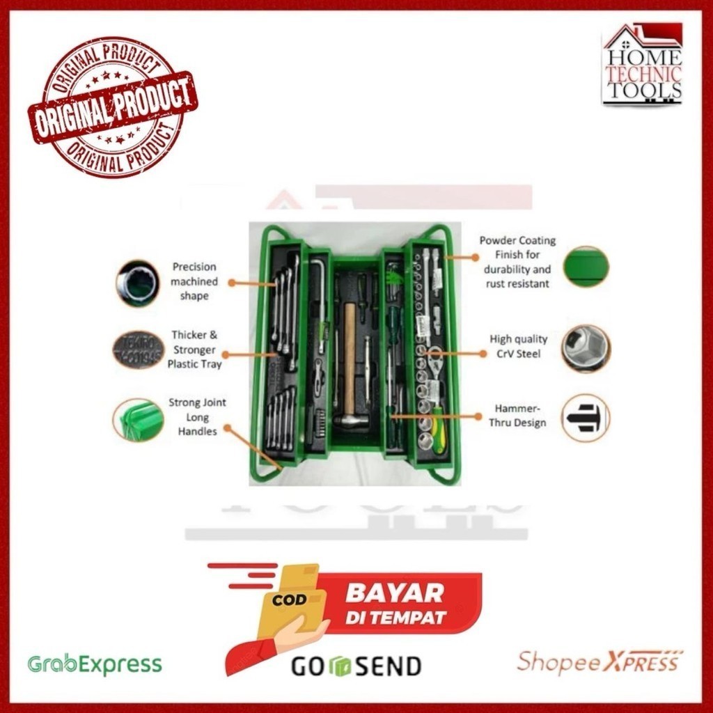 TEKIRO TOOL BOX SET 66 PCS / PERKAKAS KUNCI MEKANIK / PERKAKAS TUKANG ISI 66 PCS / ST-TB1651