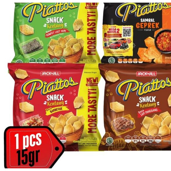 

Piattos Keripik Kentang 15gr Sapi panggang Rumput Laut Sambal Geprek Bbq Piatos Snack Cemilan Halal