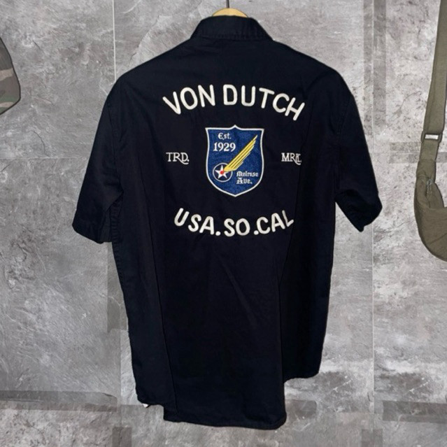 VON-DUTCH WORKSHIT KEMEJA HITAM BLACK SHIELD ORIGINAL 100% V-26