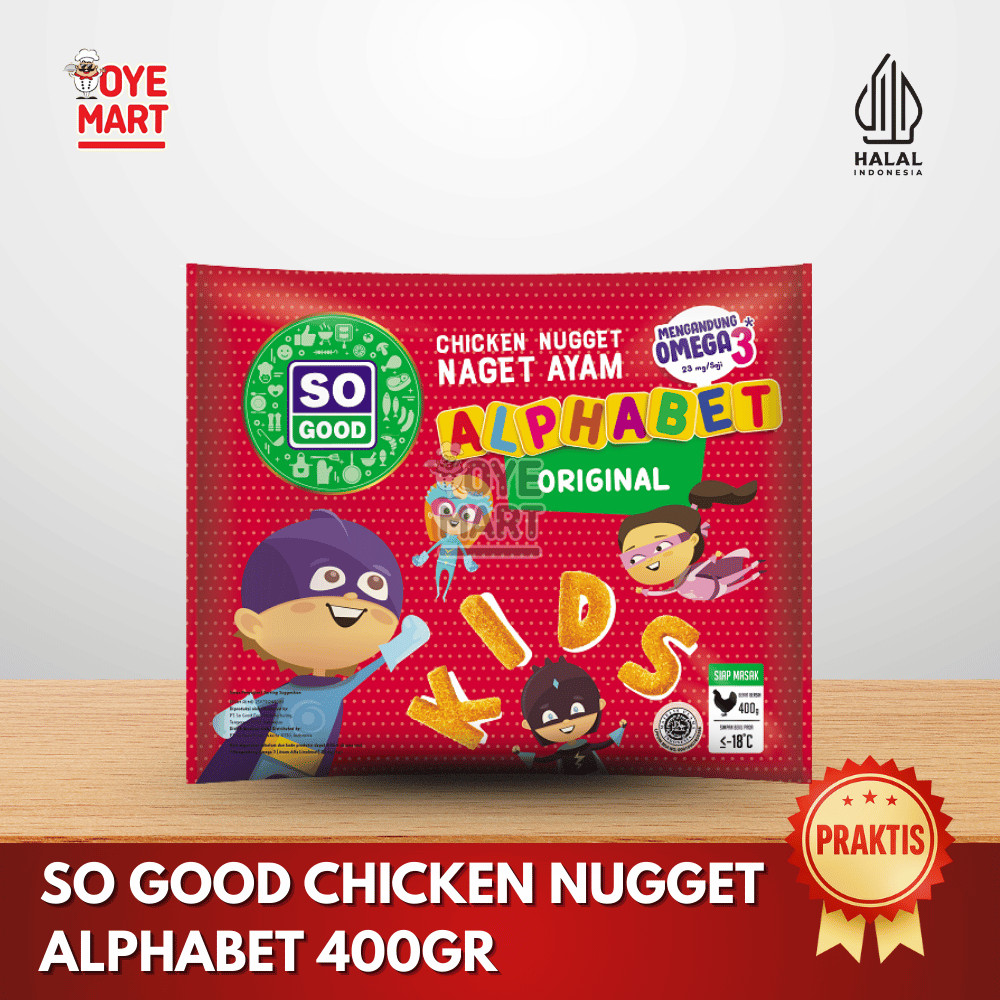 

SO GOOD CHICKEN NUGGET ALPHABET 400GR/NAGET AYAM BENTUK HURUF
