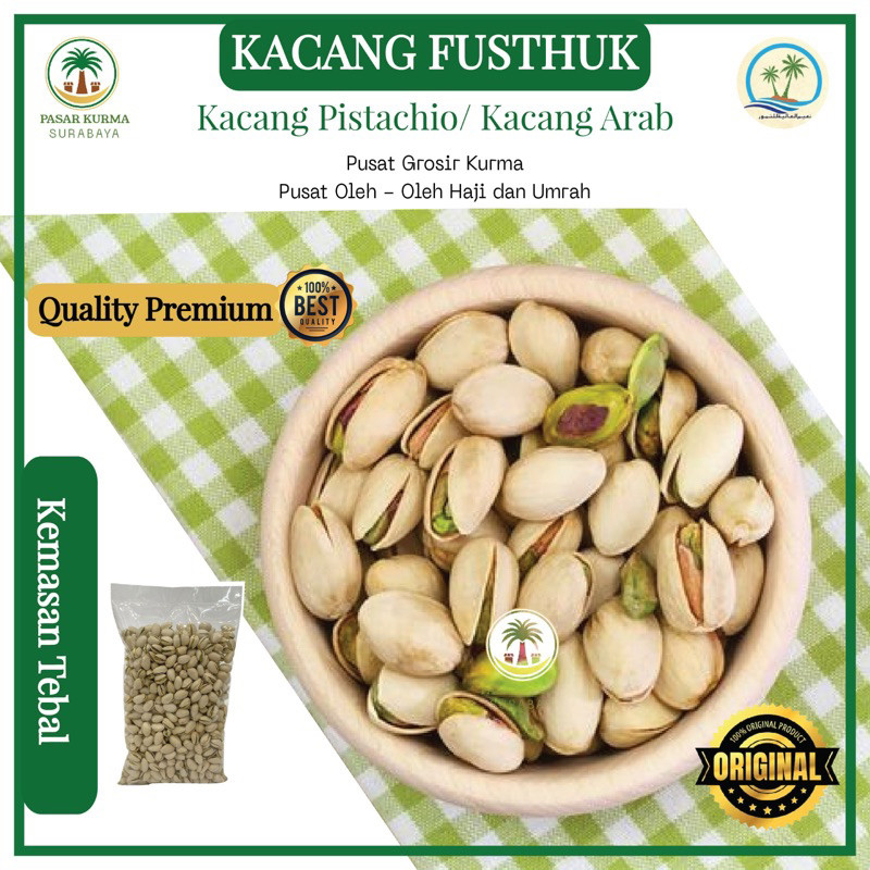 

Kacang Fustuk Pistachio 1kg Kacang Khas Arab Kulit Putih Pistacio 500gram Panggang new