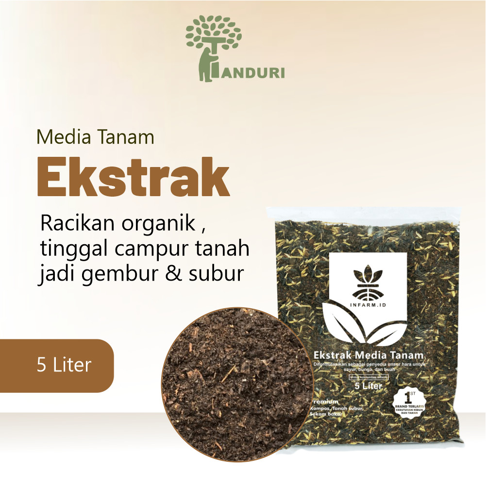 TANDURI - Ekstrak Media Tanam Organik / Hidroponik Tanaman 5 liter Gratis Label Tag Tanaman, Ekstrak