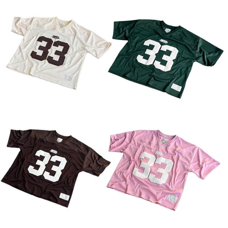 Y2K Mesh Jersey Quick Dry T Shirt Breathable Streetwear Men Women Oversized College Sports Wear Unis