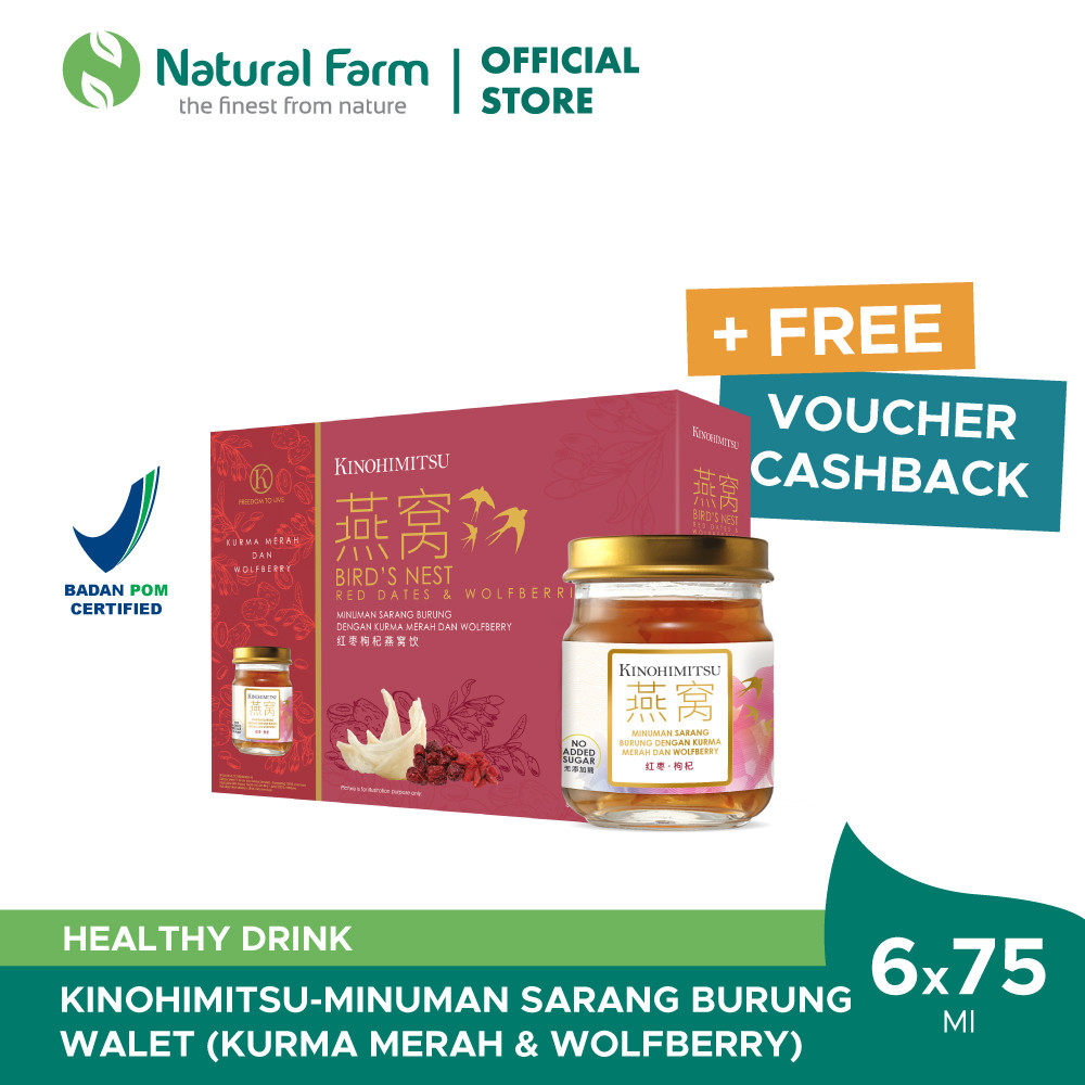 Kinohimitsu Bird's Nest Red Dates & Wolfberries 75ml - 6 Botol