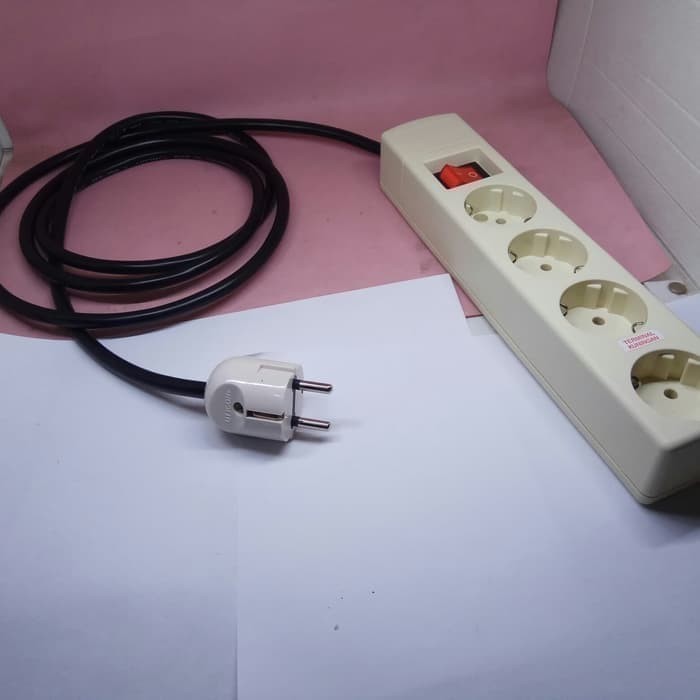 Stop Kontak Saklar UTICON 4 lubang + Kabel SUPREME 2x0,75 mm + Steker.Stop Kontak Saklar UTICON 4 lu