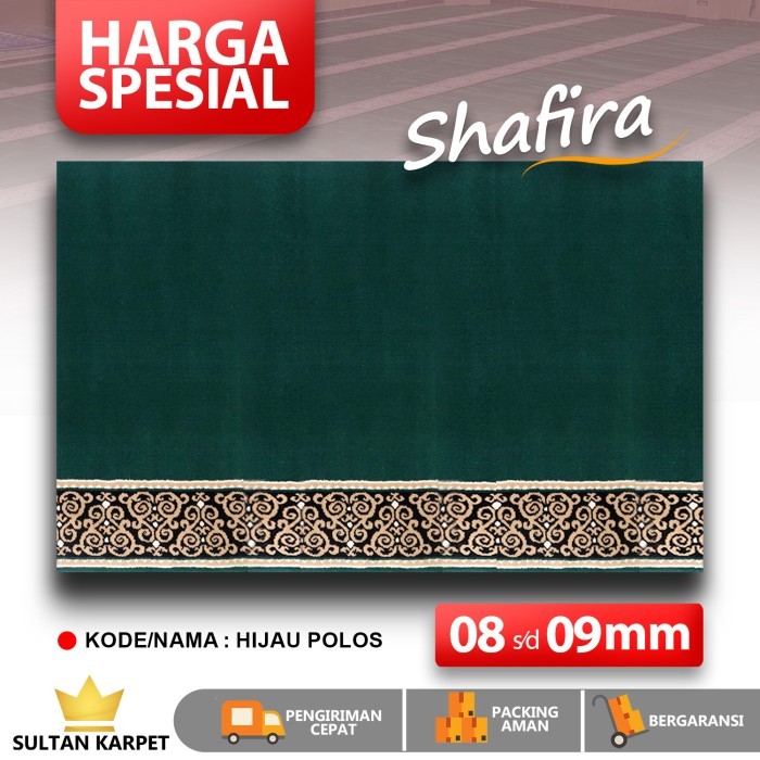 Karpet Masjid Shafira 115 cm/Tebal 09 mm/Karpet Meteran /0,5 Meter - Hijau Polos