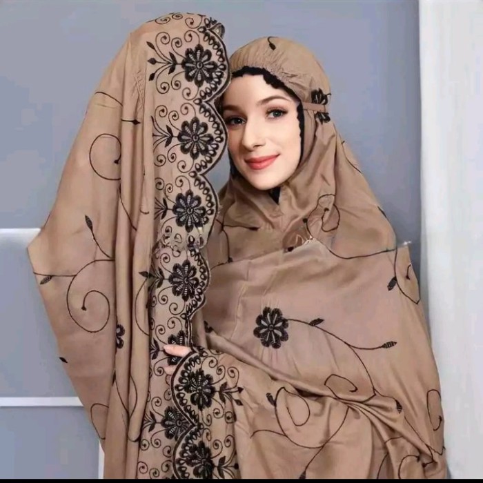 Mukena dewasa gracella full bordir , atasan sama bawahan full bordir - Putih, bordir