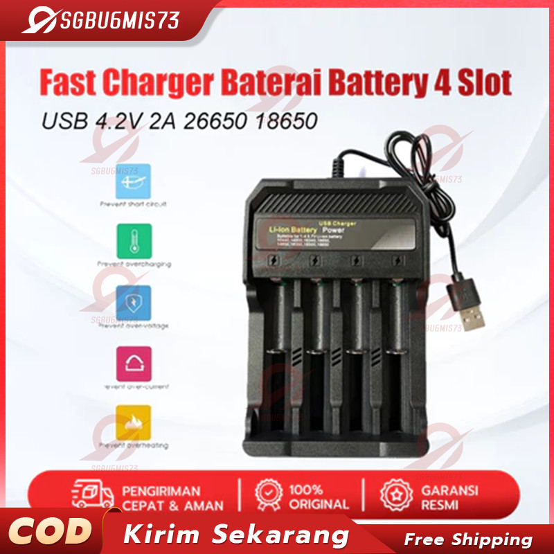 CHARGER BATERAI 18650/BATERAI CHARGER 1 SLOT/BATERAI CHARGER 2 SLOT/BATERAI CHARGER 4 SLOT 18650 Ala