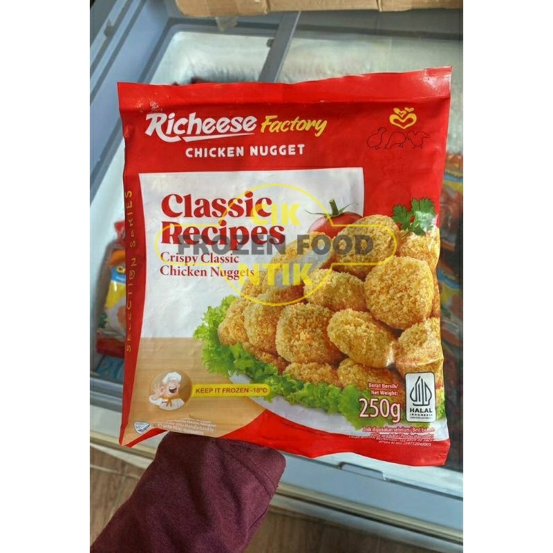 

Richeese Factory Classic Recipes Chicken Nugget 250g Frozen food cik ntik Jambi cemilan jajanan seblak korea Jepang