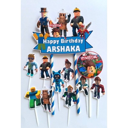 TOPPER CAKE - HIASAN KUE ULANG TAHUN GAMBAR ROBLOX BISA CUSTOM NAMA