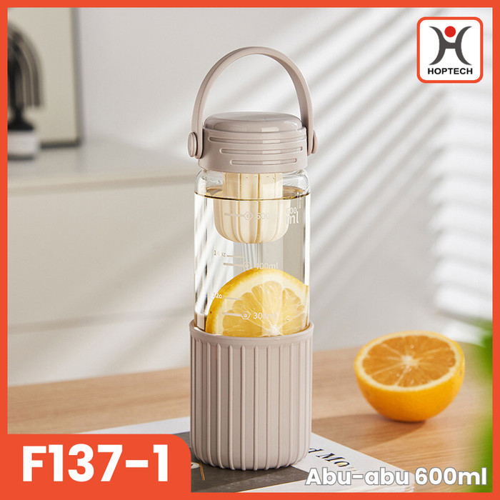 ✔Walhimura✔ - SALE Botol Minum Kaca Tumbler Infused Water Buah 600ml Transparan Botol Air Pemisahan 