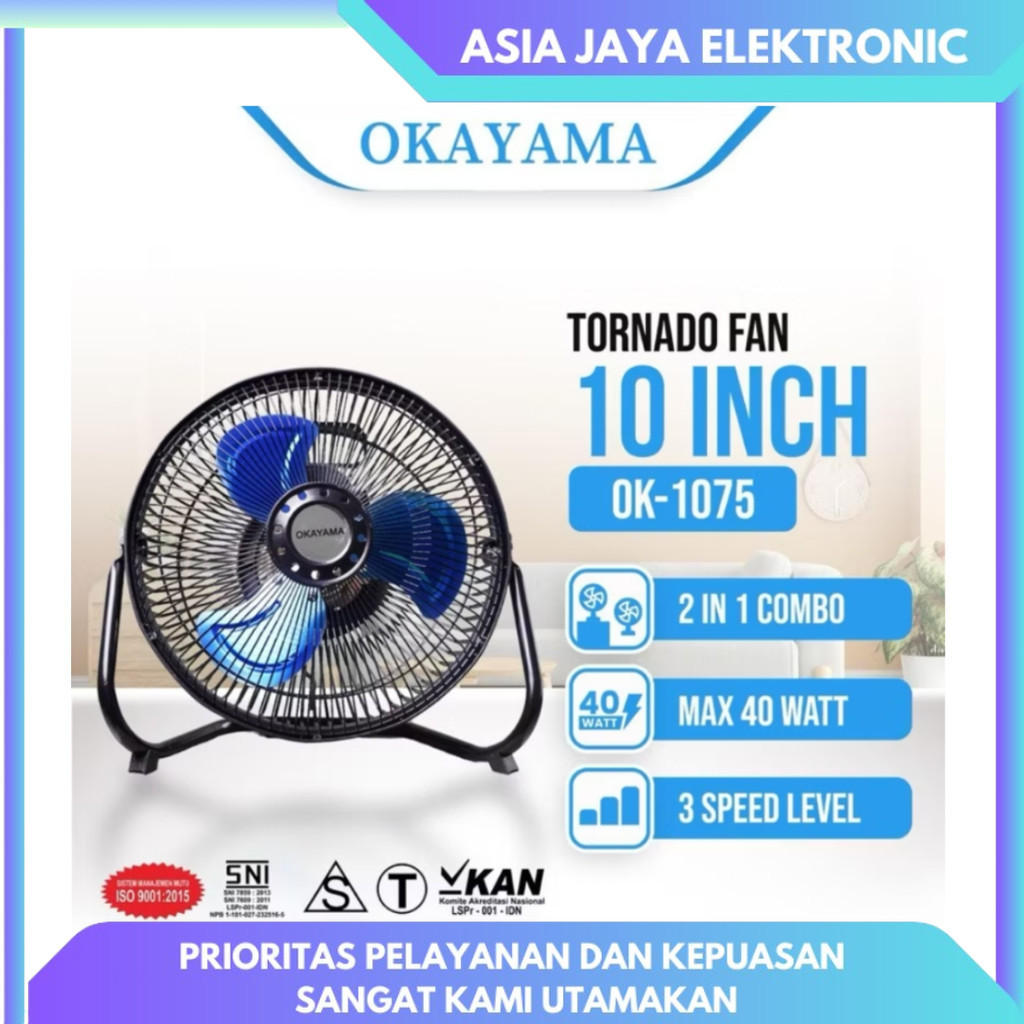 OKAYAMA 10 inch Kipas Angin Tornado Meja Lantai OK-1075