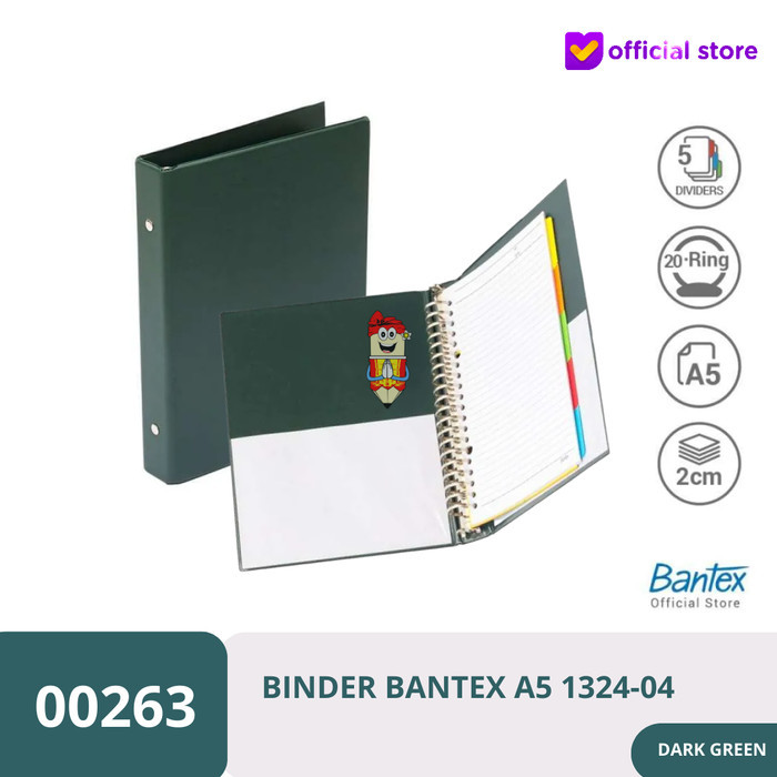 

Bantex Multiring Binder 20 Ring 25mm A5 Green #1324 04