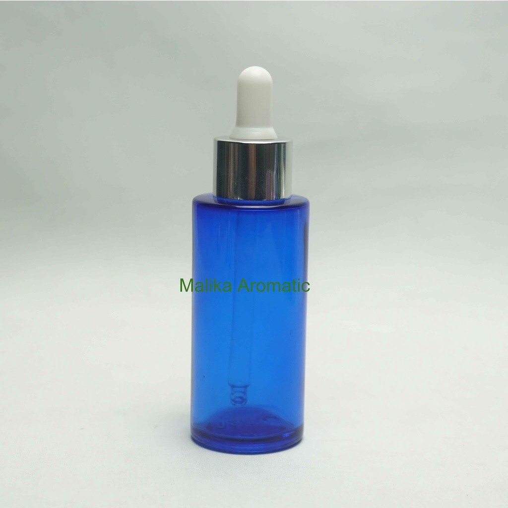 Serum 50 ml RF Biru Original Pipet Silver Chrome / Botol Pipet Karet / Botol Serum / Botol Kaca Kosm