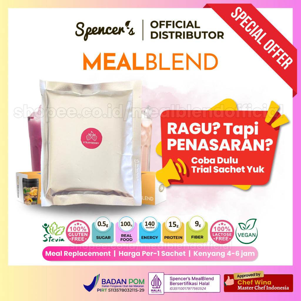 

[TRIAL SACHET] Spencer Meal Blend Sachet – Meal Replacement Bernutrisi dengan Pemanis Alami Stevia
