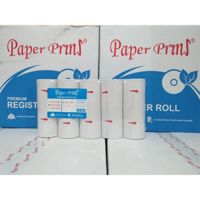 

REGISTER ROLL 75 X 65 2PLY NCR PAPERPRYNS kertas kasir 2 ply rangkap 10roll 10 Roll 10pcs pcs