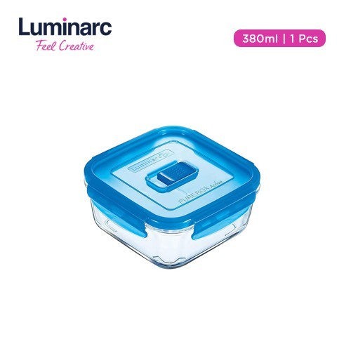 Luminarc Pure Box/Kotak Makan Kaca Persegi 380ml - 1Pcs