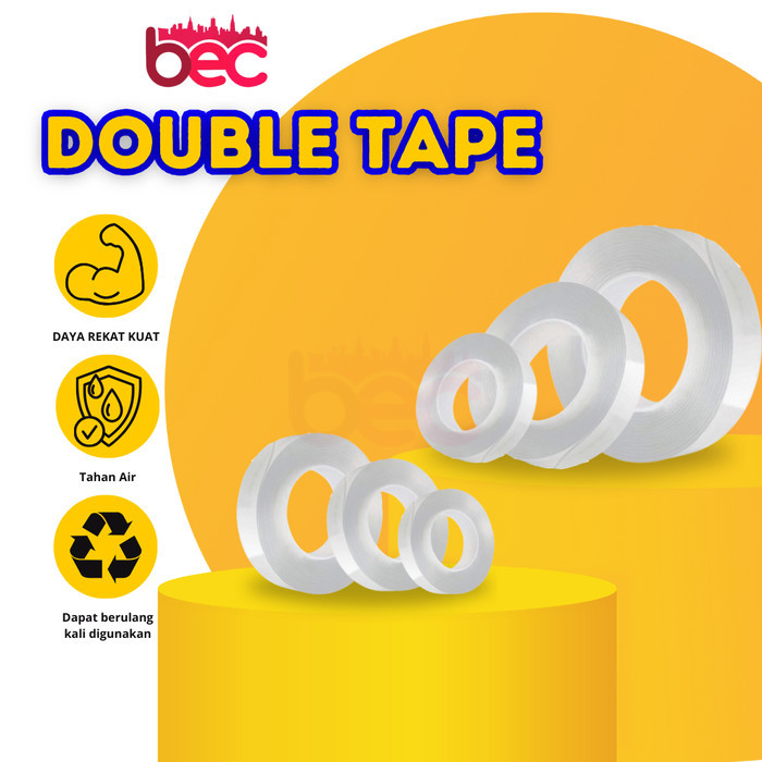 

Double Tape Merk B.E.C House Nano Tape Ivy Grip Tape Isolasi 2 Sisi - 1mm x 1meter